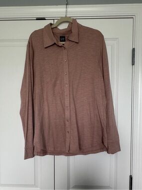 GAP Women’s Knit Button Up Top Mauve Pink Size XL